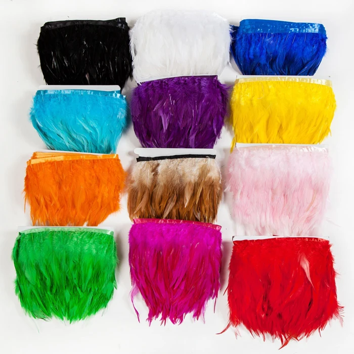 

Free Shipping 10 colors available Height 4-6" 10-15cm Rooster Hackle Feather Fringe tail Rooster feather Trimming