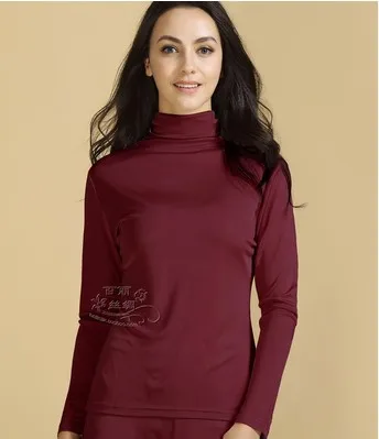 

100% authentic mulberry silk top with thick silk machine navigation turtleneck thermal long sleeve lingerie - 4