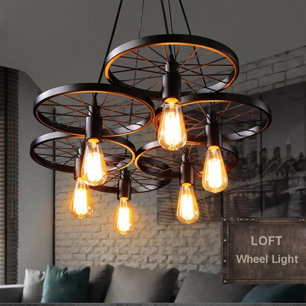 

Russia Pendant Light Vintage Industrial Lamp Nordic Metal Wheel Lights Loft Dining Room Lighting for Chirstmas Wedding Decor