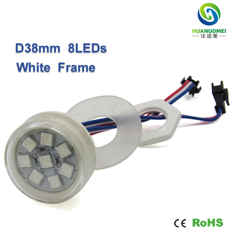 주소 지정 가능 풀 컬러 LED 모듈 픽셀 조명 UCS1903 38mm 8LED SMD 5050 RGB 디지털 전구 방수 램프 조명 모듈
