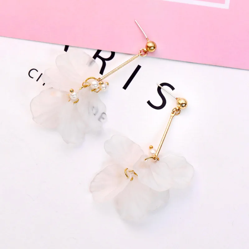 JIOFREE 2018 New Summer Fashion Acrylic pearl Clip Earrings Without Piercing For Women Sweet Bijoux pearl Flower Brincos