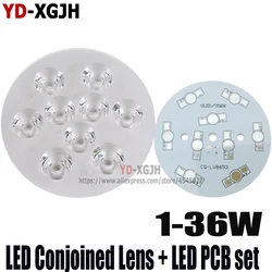 2PCS LED Conjoined Lens+LED PCB set sell 1W3W5W7W9W12W15W18W21W24W30W36W High Power Ceiling Down lamp Twin Lens with Plate Board