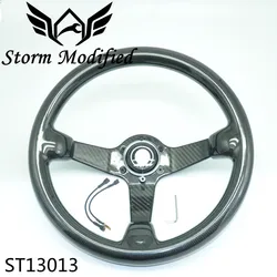 High-grade entire Real Carbon Fiber Steering Wheel Deep Dish Flat 14inch/350mm ST13013