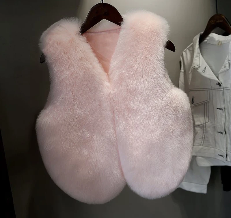 Autunno inverno nuovo cappotto di pelliccia del faux breve Coreano imitazione della pelliccia del coniglio delle signore della maglia gilet di pelliccia 3xl