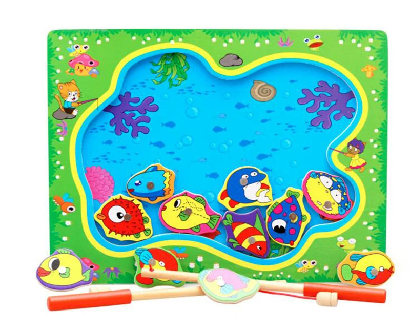 New Puzzle Magnetic Fishing Children Fishing Baby Toys Wooden Educational Early Childhood Learning Magnetic Fish Toy