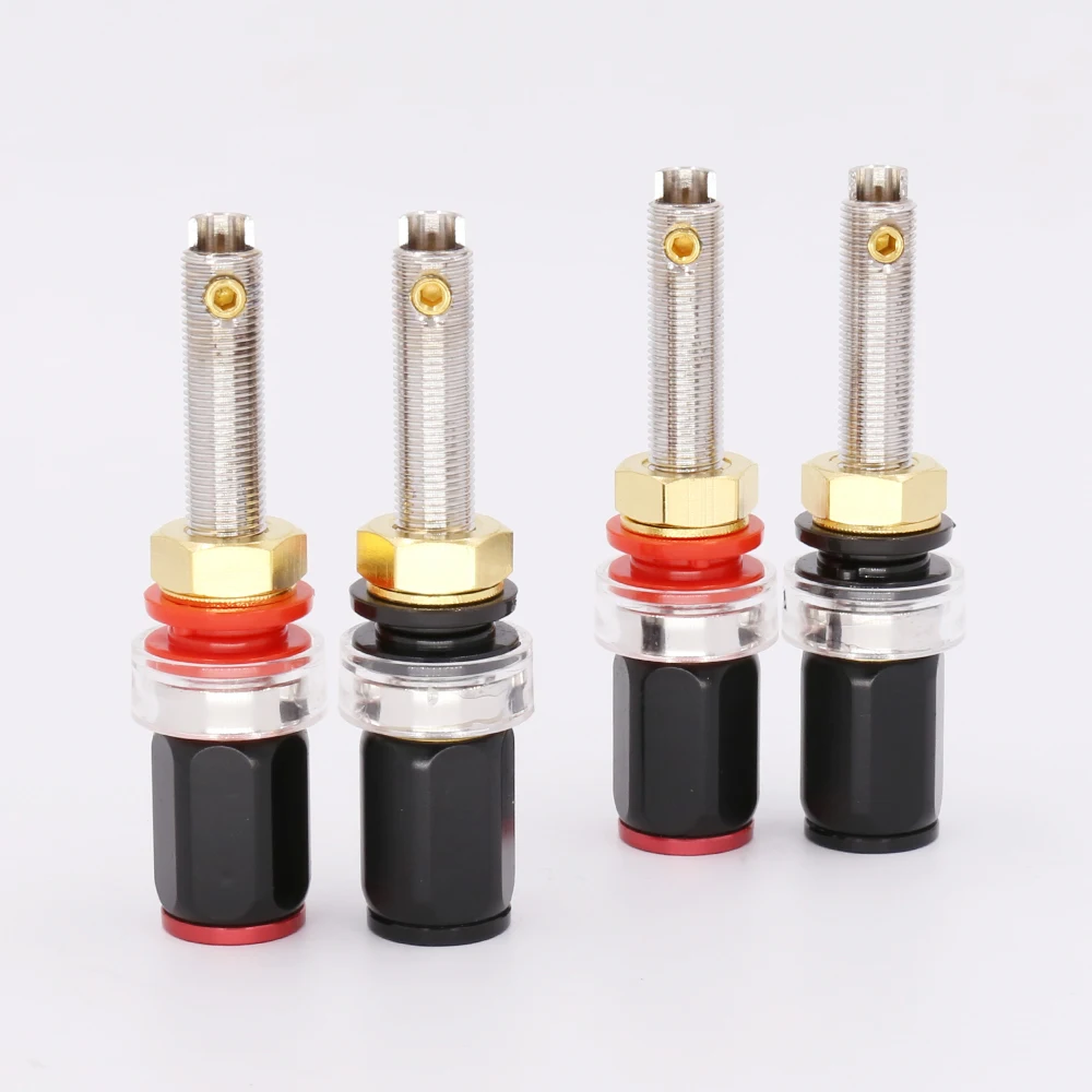 4pcs Rhodium Plated Speaker terminals Binding Posts connector Female Banana Jack Connector