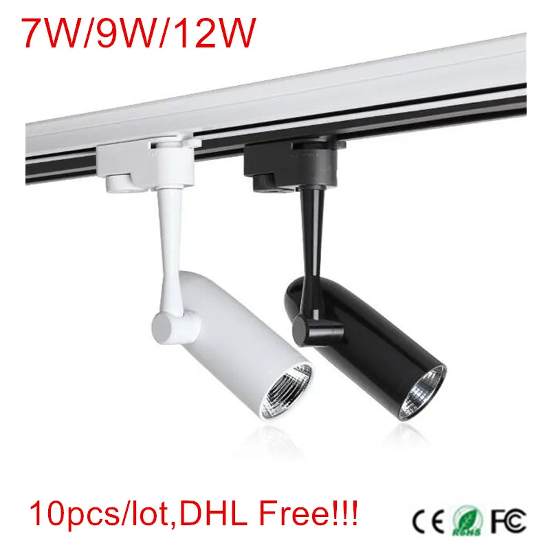 10pcs/lot,DHL Free!!LED Track Light 7W 9W 12W COB Spotlights AC110-240V Rotated LED Track Light indoor lighting