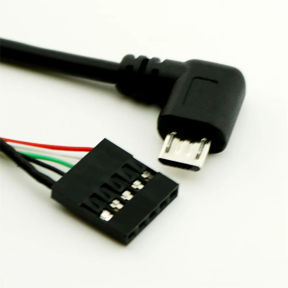 10pcs Micro USB Male Right Angle to Dupont 5 Pin Female Header Motherboard Cable 50cm/1.5ft