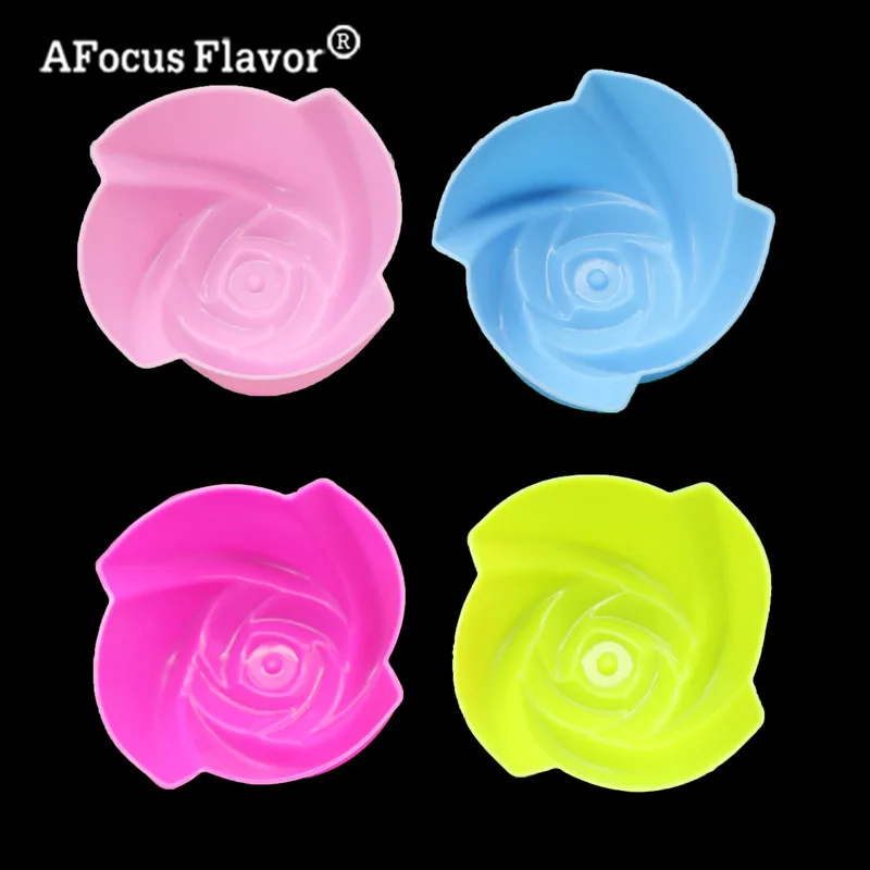 4 Pcs Molding Silicone Baking Cups Cupcake Round Cake Decoration Fondant Cake Muffin Stencil Baking Chocolate Silicone Mold