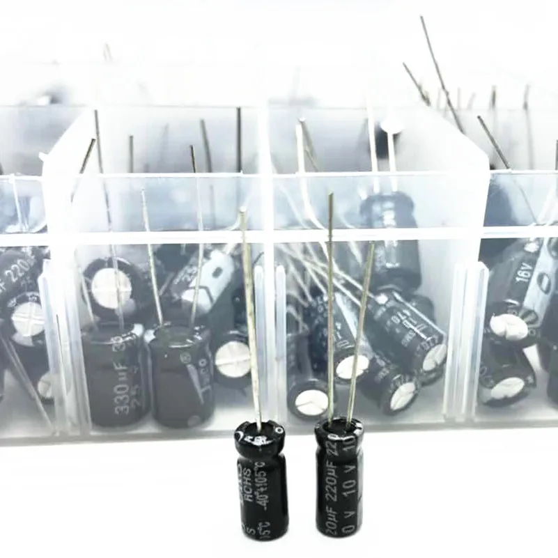 510PCS 16V-50V 24 Werte Elektrolytkondensatoren Set mit Lagerung Box 0,1 UF-1000UF Aluminium Passive Komponenten versorgung Kondensatoren – Detail 2