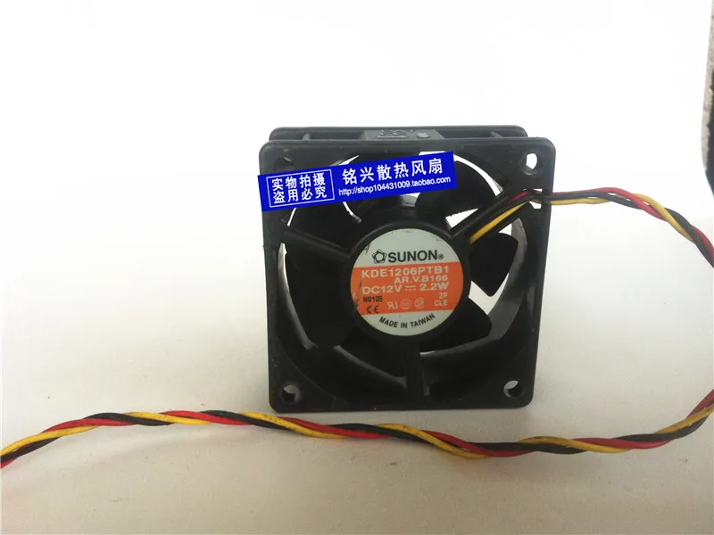 

SUNON KD1206PTB1 DC 12V 2.2W 60x60x25mm 3-wire Server Cooling Fan