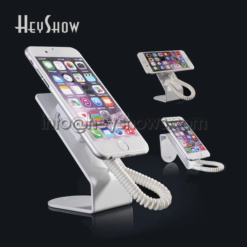 Metal Cell Phone Display Stand Holder, Mobile Phone Security Alarm, Display System in Retail Shop with Chain Pull Box, 10 PCS