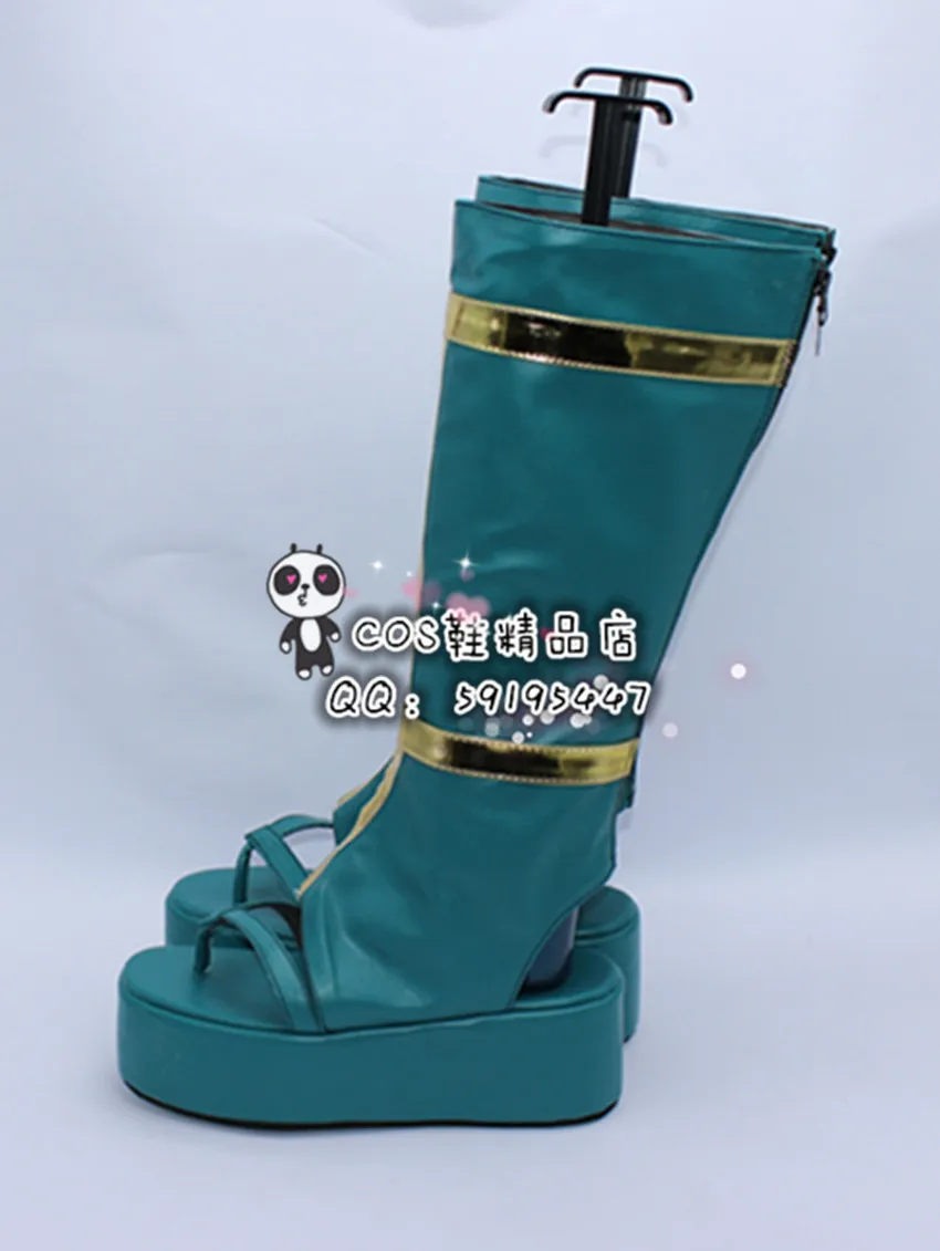 Touken Ranbu Online Tsurumaru Kuninaga Green Girls Cosplay Shoes Boots X002