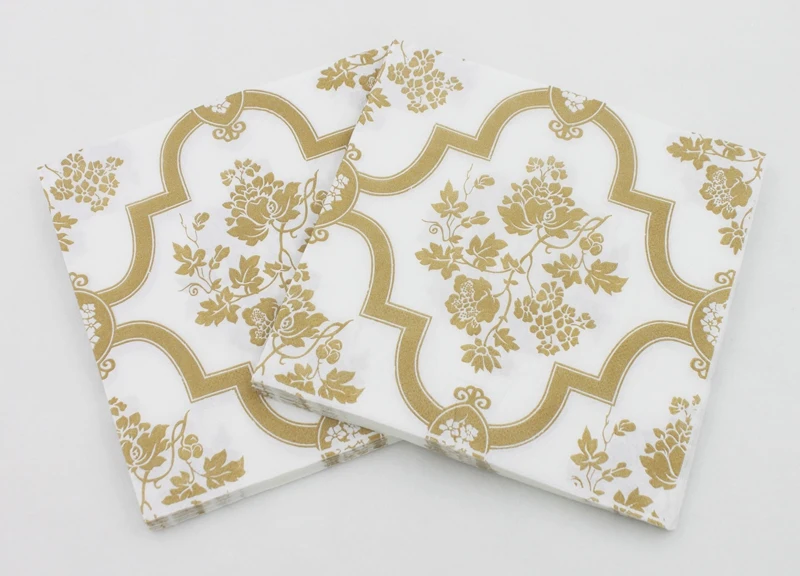 [RainLoong] زهرة المطبوعة ورقة منديل أسود الأزهار خمر الأنسجة Guardanapo Servilleta 33*33 سنتيمتر 1 حزمة (20 قطعة/الحزمة)