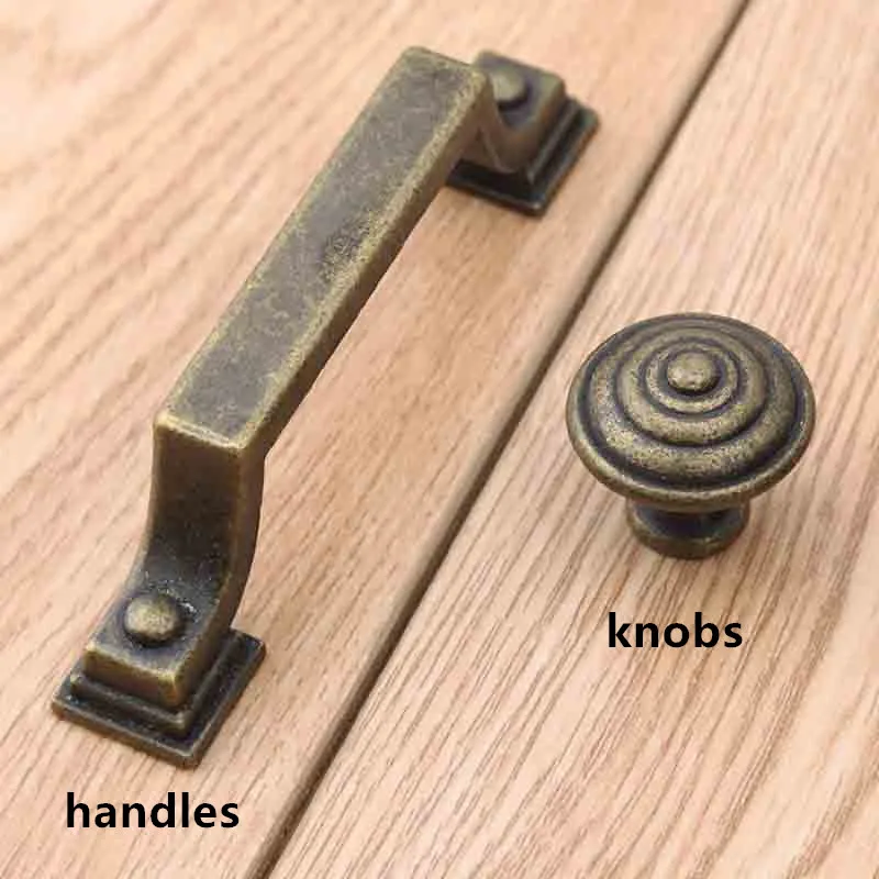 

3" rustico vintage distress furniture handles 76mm bronze kitchen cabinet drawer pulls knobs antique brass dresser door handles