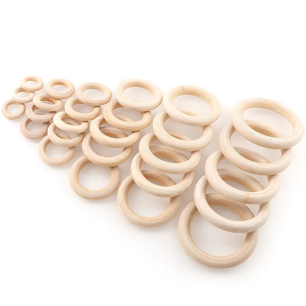 6 Size 5-50PCS Fine Quality Natural Wood Teething Beads Wooden Ring Children Kids DIY Wooden Jewelry Making DIY Crafts