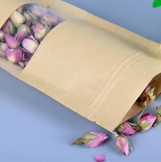 

100pcs/lot- 28*26cm mini size Zipper top seal Kraft Paper Bag with Aluminum foil coated inner Powder Seasoning Sugar Tea bags