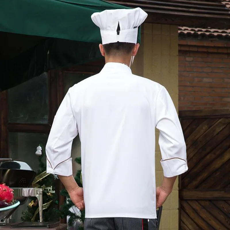 Cuoco A Maniche Lunghe Vestito Da Cucina Dell'hotel Cucina del Ristorante Dell'hotel Uniforme Uomo Giacca Cuoco di Usura del Lavoro Uniforme Cuoco Vestiti B-5571