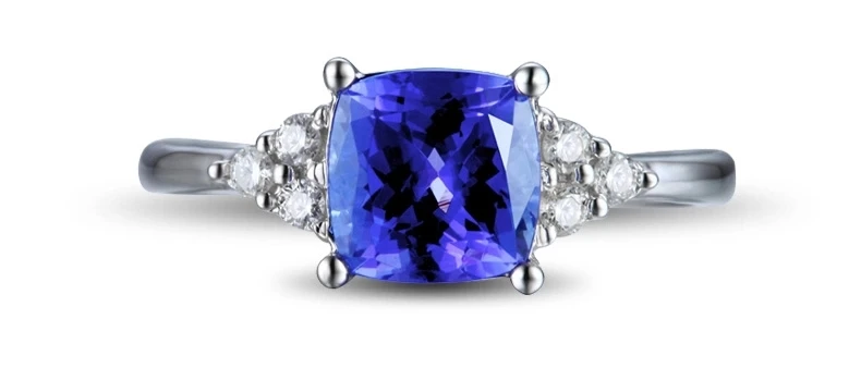 CaiMao 18KT/750 White Gold 1.42 ct Natural IF Blue Tanzanite AAA 0.12 ct Full Cut Diamond Engagement Gemstone Ring Jewelry