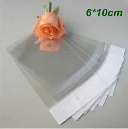 

DHL Wholesale 4000Pcs/Lot 6cm*10cm Clear Self Adhesive Seal Plastic Bag OPP Poly Bag For Party Packaging Bag With Hang Hole