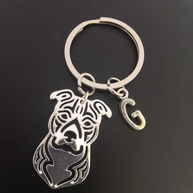 G.SKY American Staffordshire Terrier Dog Keyring Personalised Key Chain Popular Letter Key Chain Lovers Gifts Fast Delivery