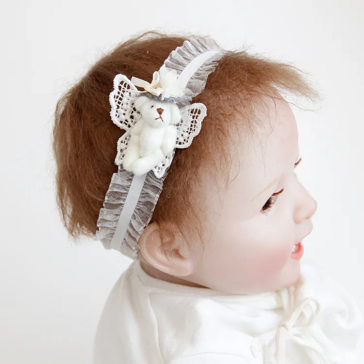 

Boutique 12pcs Fashion Cute Angel Wing Bear Soft Hairbands Butterfly Bear Adjustable Headbands Newborn Headwear Hair Accessories