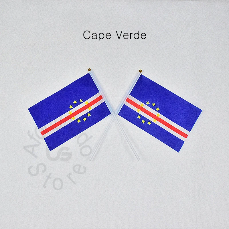 Cape Verde 14*21cm 10pieces banner  Hand waving Flag National Flag for meet,Parade,party.Hanging,decoration