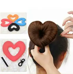 Ferramenta de cabelo para mulheres, Hair Bun Maker, Donut Ring, Esponja, Head Meatball, Hair Bun, Acessórios para cabelo, Cute Heart Shape, 1PC