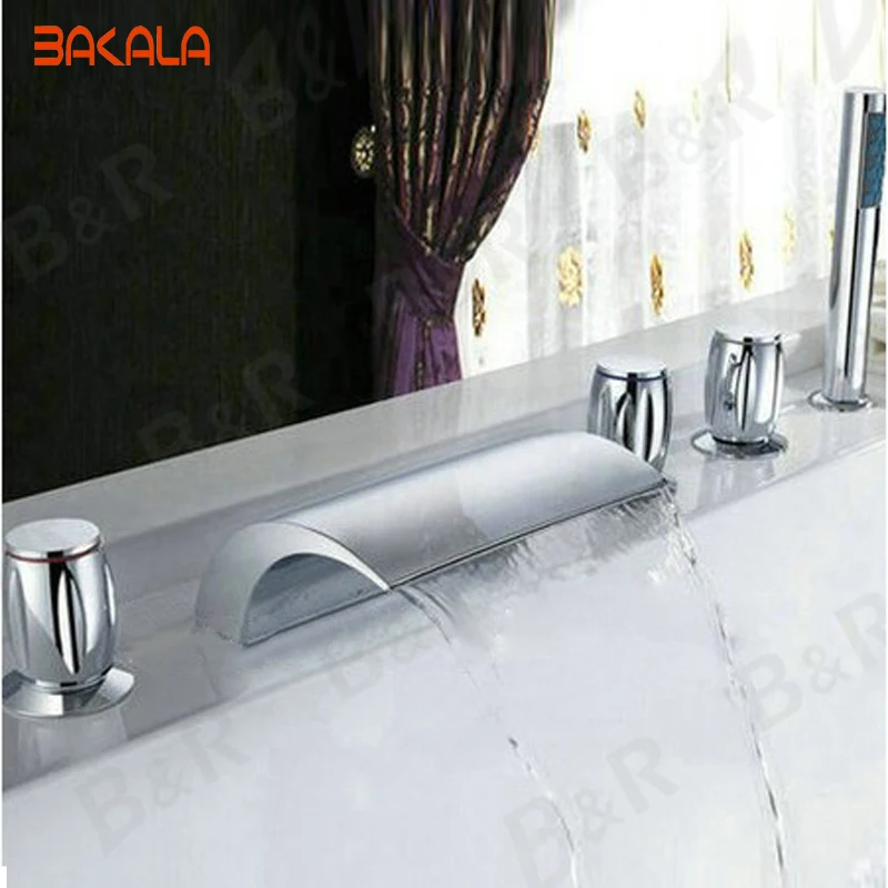 BAKALA Waterfall bathtub faucet bathroom bath tub mixer taps with hand showerhead 5 pieces set 2270g LT-S203