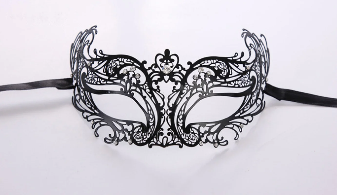 Masque pour les yeux en métal noir et Sexy pour femmes, mascarade, Costumes d'halloween, masque en diamant de carnaval, accessoire de fête, Mardi anonyme, article tendance