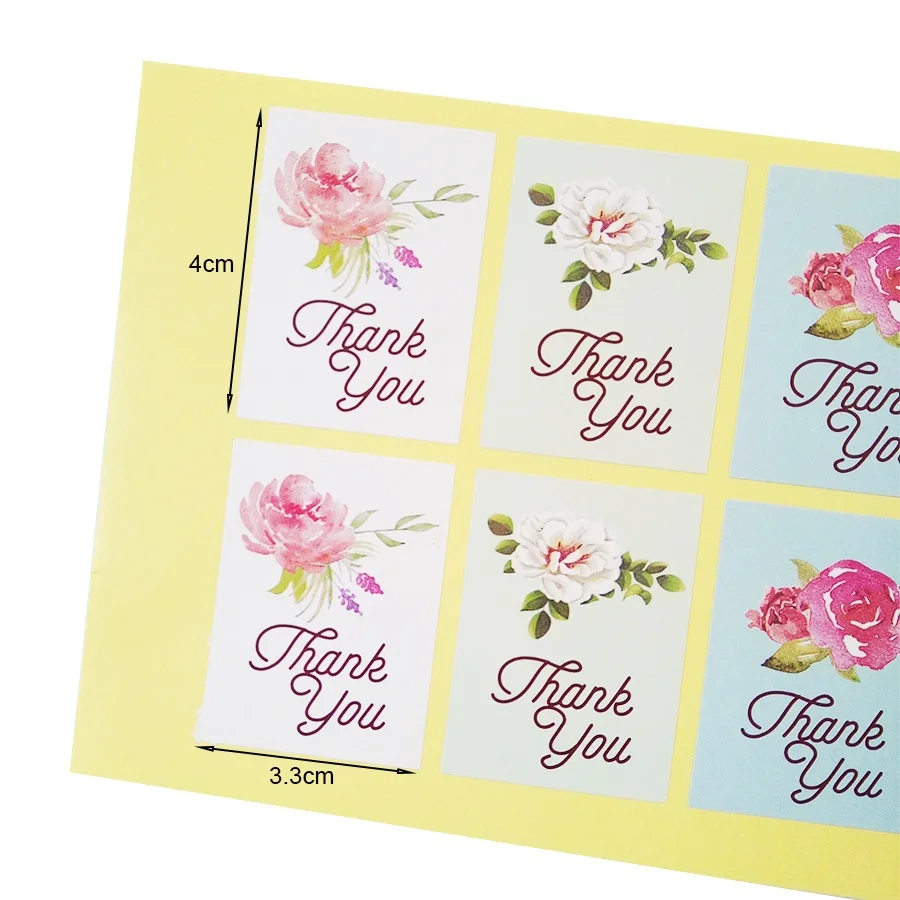 80 Pcs/lot Flower Design Label Sticker Thank You Scrapbooking Seal Sticker For Gifts 4 Color Label Cakes Paper Stickers