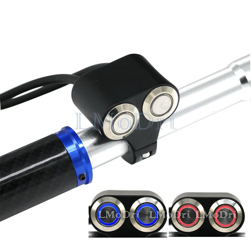 LMoDri 22 millimetri Manubrio Moto Interruttori ATV Scooter Faro Pericolo di Freno Della Luce di Nebbia Interruttore ON-OFF In Alluminio Con