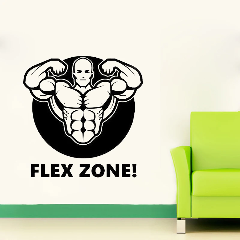 Fitness Gym Wall Decal FLEX ZONE Sticker Art Decor Bedroom Design Mural Sports Lifestyle Work Out Home Decor