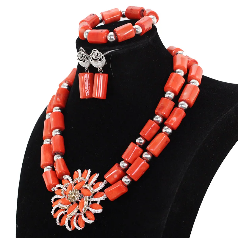 

Fashion Brooch Pendant African Wedding Beads New Arrival! Chunky Women Coral Bridal Jewelry Sets for Brides Free Shipping ABH608