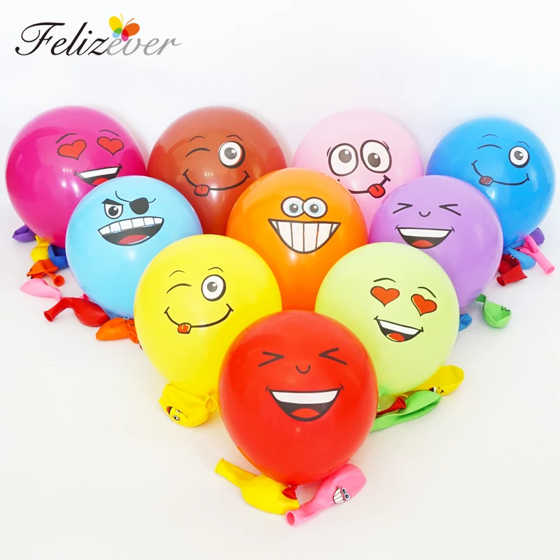 Felizever 12PCS 12inches Latex Face Balloons kids toy Inflatable air Balloon for Happy Birthday Party Decoration Party Supplies