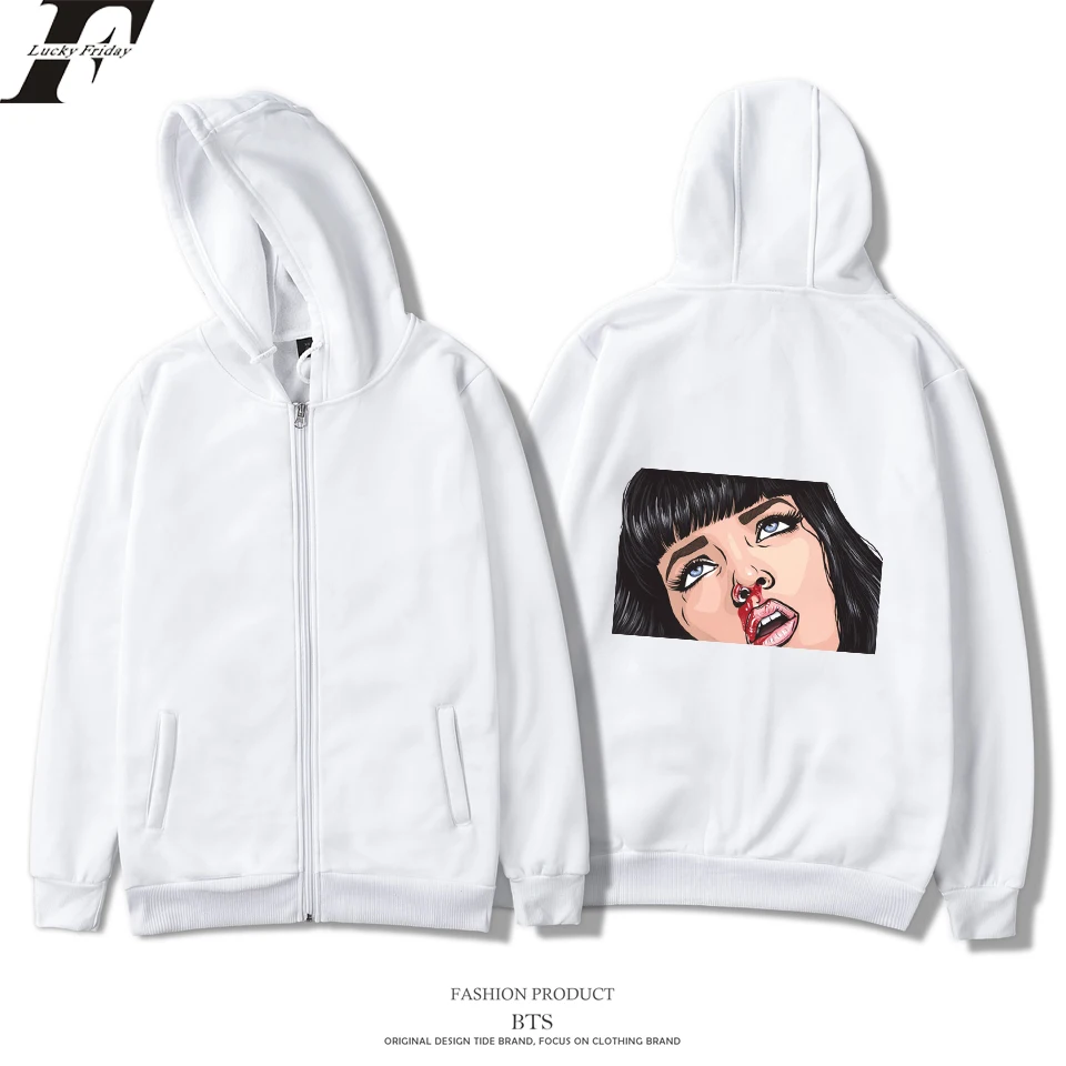 Mia Wallace funny fashion hip hop hoodie sweatshirt men women zipper hoodies jacket coat casual long sleeve harajuku hooded tops