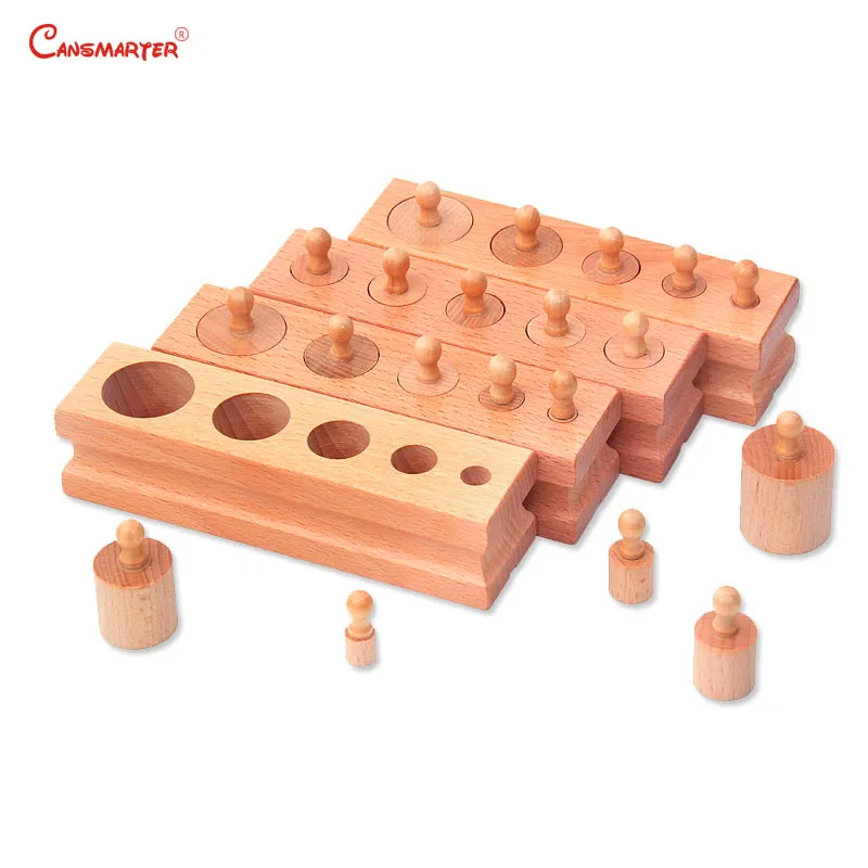 Montessori Board Elements Educational Materials Knob Cylinder Blocks Beech Wooden Learning Sensory Puzzle Games Toy for Children