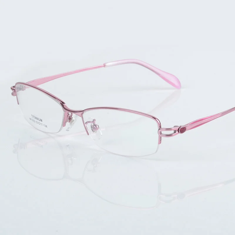 XINZE Women Pure titanium myopia glasses female high - end half frame frame with light radiation protection discoloration myopia