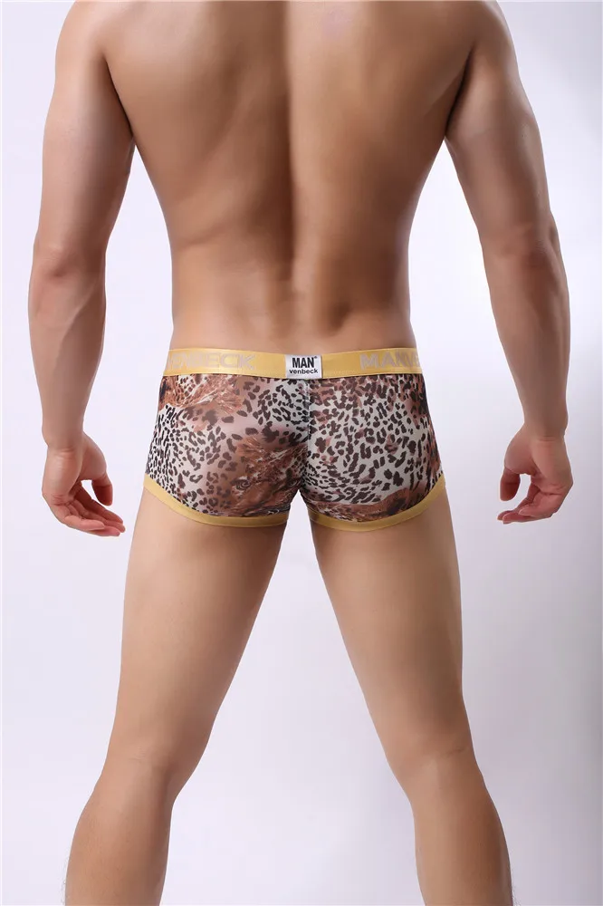 Pantaloncini da Boxer da uomo Sexy leopardati mutandine da uomo in rilievo intimo da uomo intimo classico pantaloncini attillati