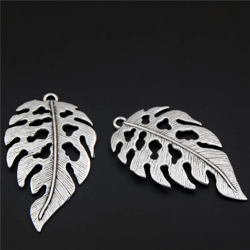 10pcs  Silver Color Charms Leaf Pendant Fit Bracelets Necklace DIY Metal Jewelry Making A2336