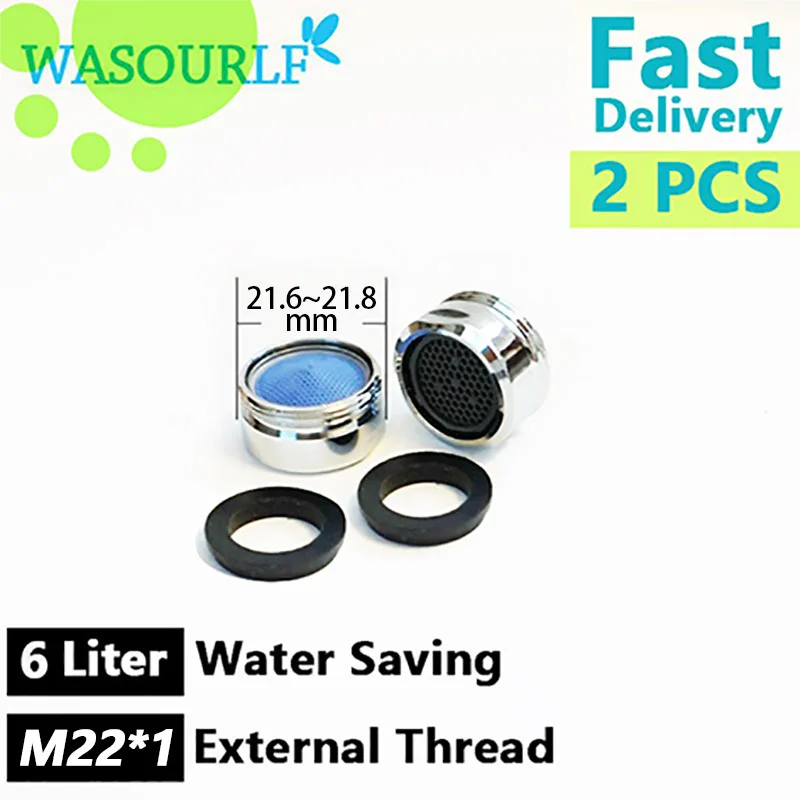 WASOURLF 2PCS Water Saving Faucet Aerator 6L M22 Male Thread External Tap Spout Accessories Bathroon Basin Kitchen Fittings