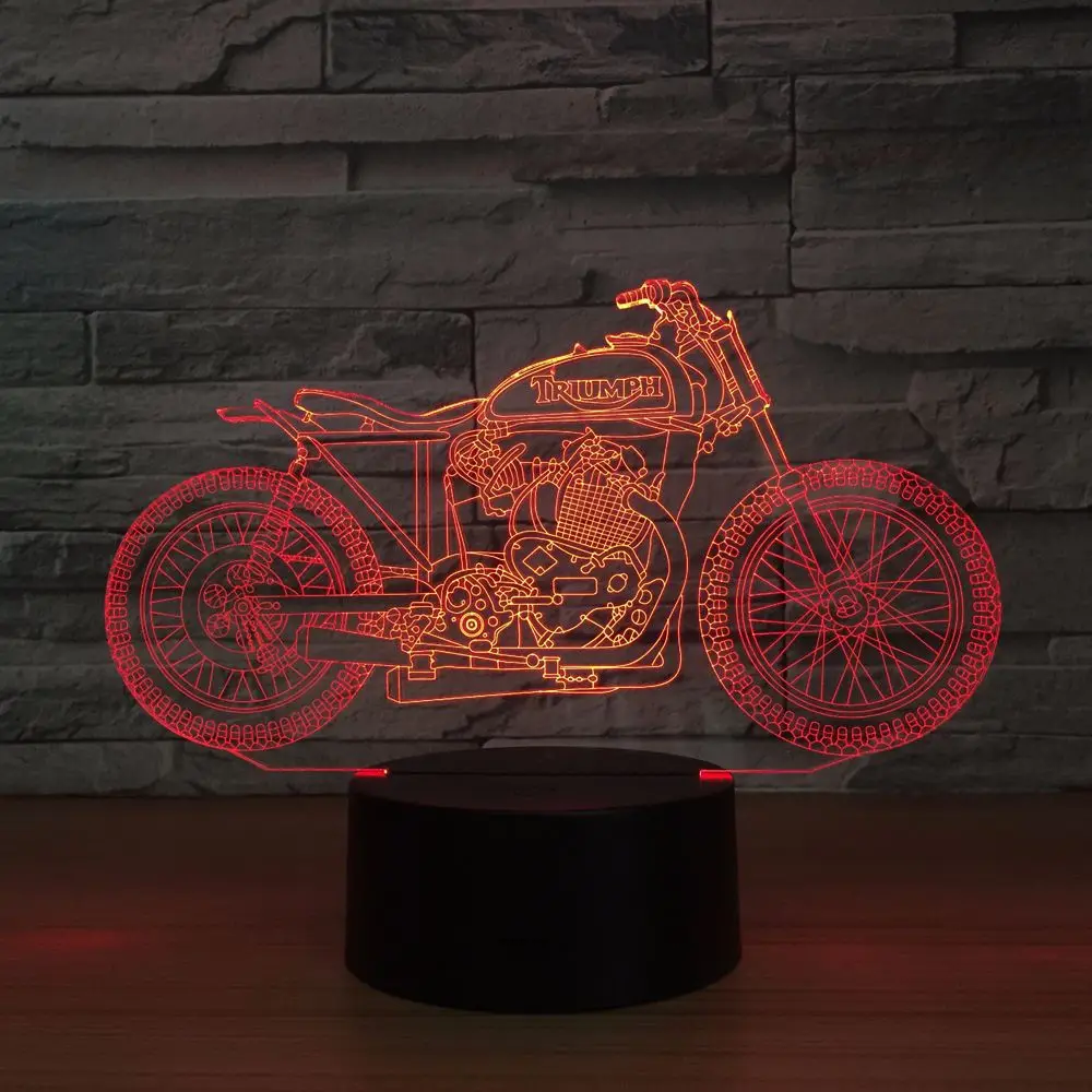 New Motorcycle Remote Control Touch  3d Night Light Illusion Color ChangeLed Visual Stereo 3d Light Fixtures