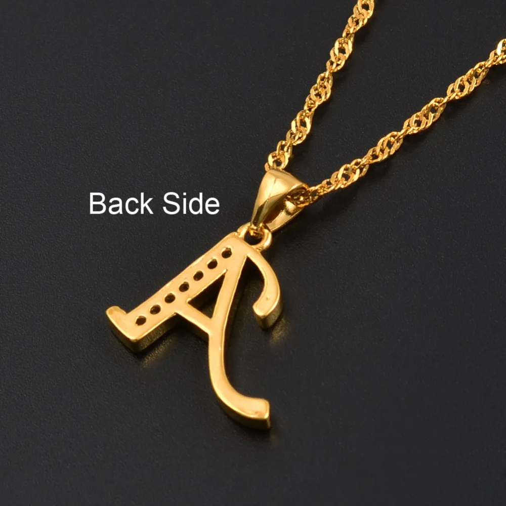 Anniyo A-Z Letters Necklaces Gold Color Alphabet Initial Pendant Chain Women Girl Cubic Zirconia English Letter Jewelry #040602