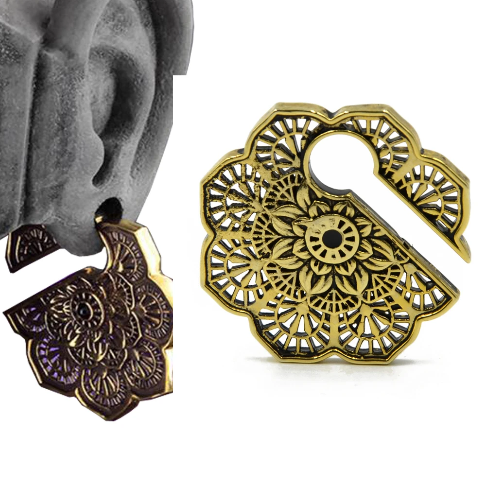1 Piece Tribal Antique Vintage Mandala Folower Ear Weight Plug Ear Stretcher Expander Gauge Earring Body Piercing Jewelry