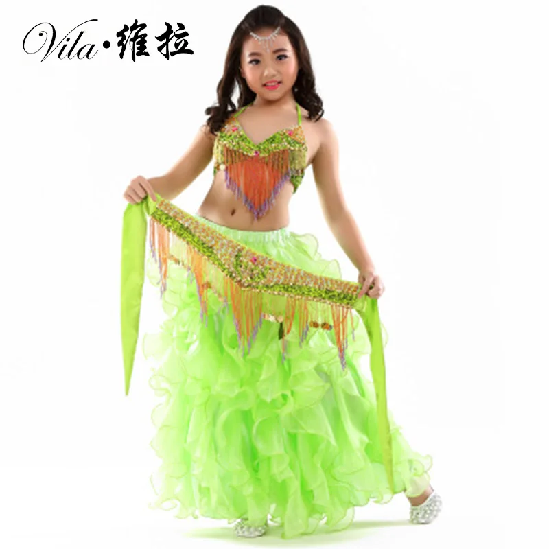 New Handmade Children Belly Dance Costume Set Kids Belly Dancing Girls Bollywood Indian Performance Costumes 3PCS Set 3 Colors