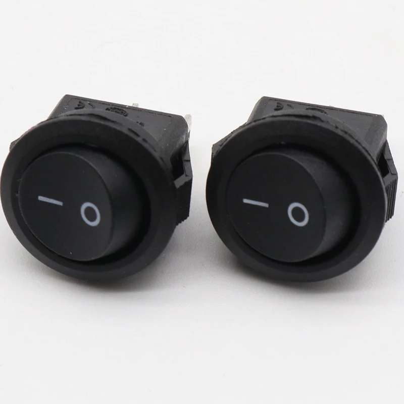 5* Small Round Black 2-Pin 2-Files 3A/250V 6A/125V Rocker Switch Seesaw Power Switch