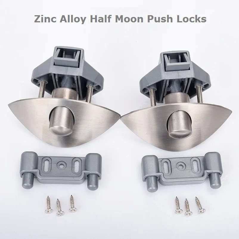 2xZinc Alloy Half Moon Handle Push Lock Latch Knob Caravan RV Cupboard/Drawer Camper Kitchen Cabinet Door Locks Hardware Patrs