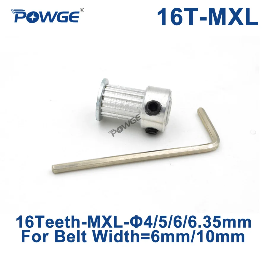 POWGE Inch Trapezoid 16 Teeth MXL Timing pulley Bore 4/5/6/6.35mm for width 6/10mm MXL Synchronous Belt gear wheel 16teeth 16T