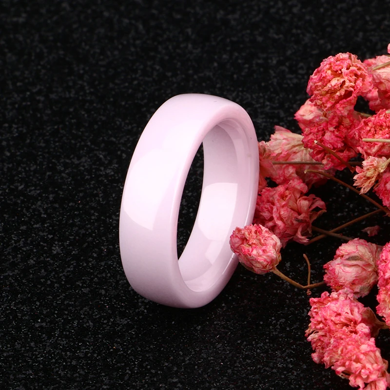 Fashion Wide 6mm Pink Blue Purple color Ceramic Rings Space Colorful Ceramic Women Ring Simple Tail Ring For Men Women Wholesale