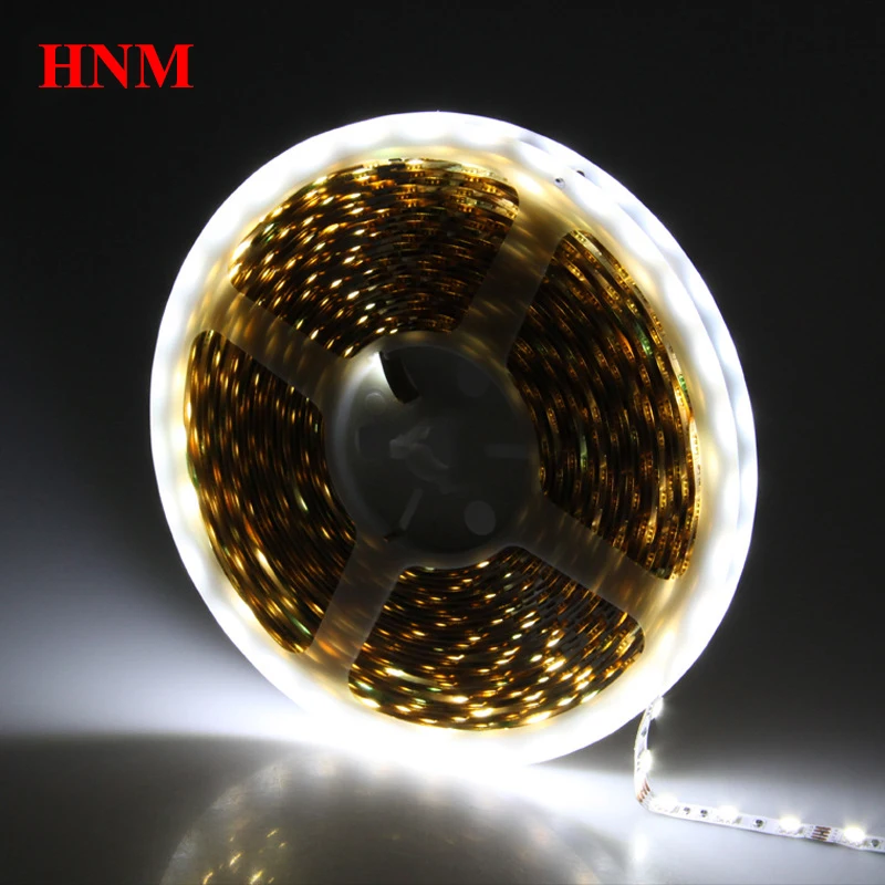 

5M 60LEDs/m Warm White Flexible LED Strip 5050 Light 300LEDs SMD5050 Tape lamp DC 12V LED Light TV Non-waterproof IP20 White PCB